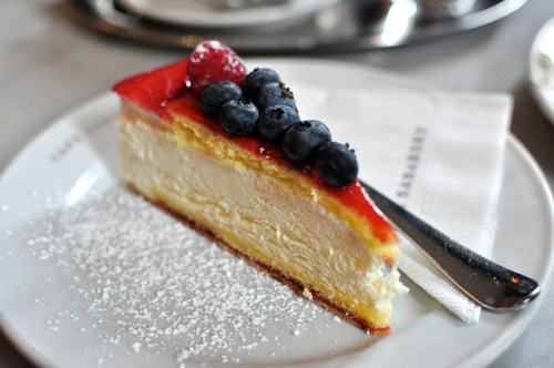 Topfentorte quark cheese cake with seasonal fruit at Cafe Sabarsky